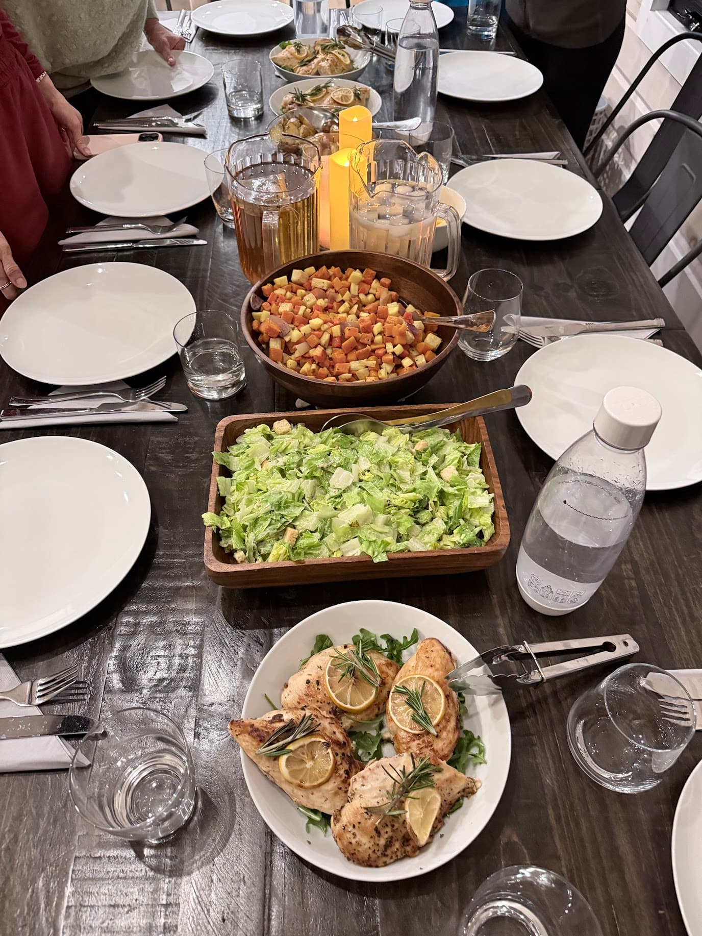 Long-table dinner setup